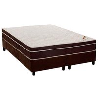 Cama Box Queen: Colchão Ortopédico Ortobom Exclusive OrtoPillow + Base CRC Suede Brown(158x198)