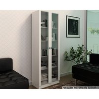 Armário de Escritório ME4115 c/ 2 Portas c/ Vidro Branco - Tecno Mobili