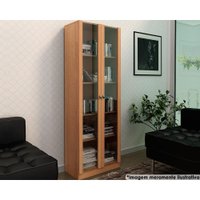 Armário de Escritório ME4115 c/ 2 Portas c/ Vidro Amêndoa - Tecno Mobili