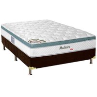 Cama Box Casal: Colchão Molas Ensacadas Herval MasterPocket Meditare + Base CRC Suede Brown(138x188)