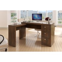Mesa Canto p/Escritório ME4101 c/ 3 Gavetas Rústico - Tecno Mobili