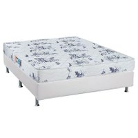 Cama Box Casal: Colchão Espuma Luckspuma D28 Celebrity + Base CRC Courano White(138x188)