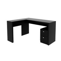 Mesa Canto p/Escritório ME4129 c/ 2 Gavetas Preto - Tecno Mobili