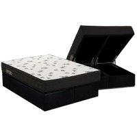 Cama Box Baú Queen: Colchão Espuma D45 Ortobom Light Saúde OrtoPillow + Base CRC Courano Black(158x198)