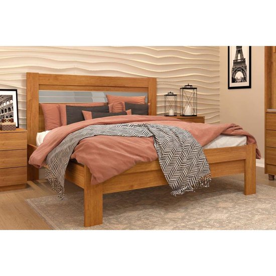 Cama de Casal Safira Cinamomo/Off White - Tcil Móveis