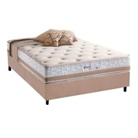 Cama Box Casal: Colchão Molas Herval Maxspring Spain + Base CRC Suede Clean(138x188)