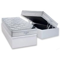 Cama Box Baú Solteiro: Colchão Molas Ensacadas Ortobom SuperPocket Freedom Visco + Base CRC Courano White(88x188)