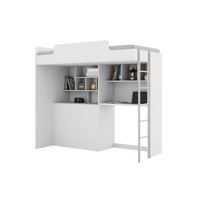 Beliche Office New (Cama+Escrivaninha de CPU+Baú+Nicho+Prateleiras) Branco - Santos Andirá