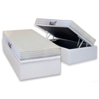 Cama Box Baú Solteiro: Colchão Anatômico Herval D28 / AG65 Frontier + Base CRC Courano White(88x188)