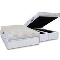 Cama Box Baú Queen: Colchão Anatômico Herval D28 / AG65 Frontier + Base CRC Courano White(158x198)