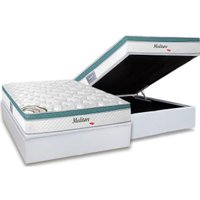 Cama Box Baú Casal: Colchão Molas Ensacadas Herval MasterPocket Meditare + Base CRC Courano White(138x188)