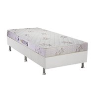 Cama Box Solteiro: Colchão Espuma D33 Luckspuma Supreme Floral + Base CRC Courano White(88x188)