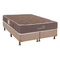 Cama Box Queen: Colchão Molas Bonnel Herval Suite Master Plus + Base CRC Suede Clean(158x198)