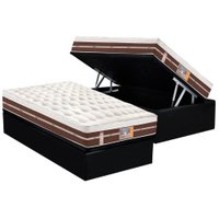 Cama Box Baú Solteiro: Colchão Molas Ensacadas Castor Pocket Silver Star Air Híbrido + Base CRC Courano Black(88x188)