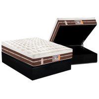 Cama Box Baú Casal: Colchão Molas Ensacadas Castor Pocket Silver Star Air Híbrido + Base CRC Courano Black(138x188)