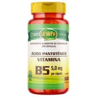 Vitamina B5 Ácido Pantotênico Vegana 60 caps 500mg