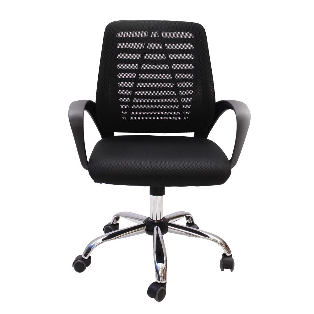 Cadeira De Escritório Diretor Tela Mesh Simples Com Sistema Relax Giratória Ribs Preta