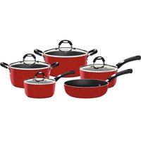 Jogo de Panelas Tramontina Mônaco Vermelho 5pçs Revestimento Starflon Premium e Siliconado