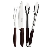 Kit Garfo Trinchante Pegador Faca Churrasco 8'' Tramontina Plenus 3 Peças Marrom