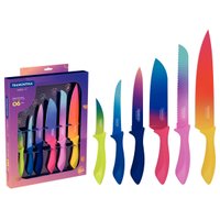 Jogo de Facas Tramontina Colorcut 6 peças Aço Inox Cabo Polipropileno Pintado Coloridas