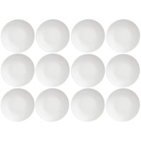 Jogo 12 Pratos de Porcelana Sobremesa Tramontina Leonora 19cm Brancos Raso Leve Cupê