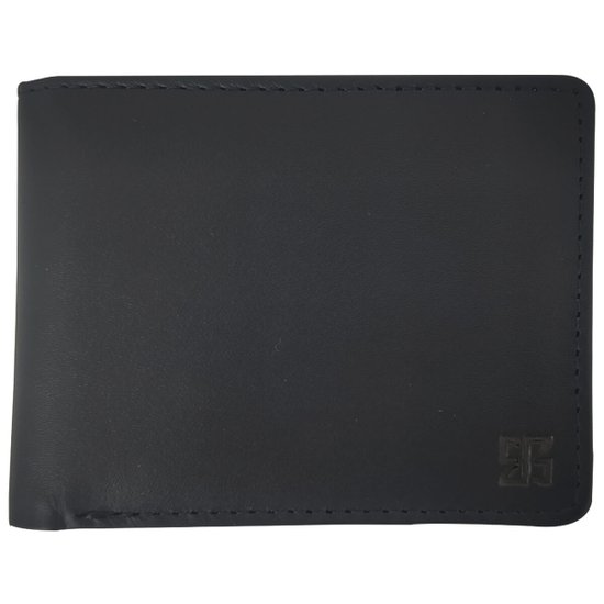 Carteira de Bolso Couro Preto Masculina Porta Moedas Cartão Dinheiro Lisa Briolly