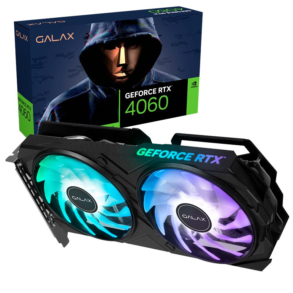 Placa de Vídeo Galax GeForce RTX 4060 EX 1-Click OC ARGB 8GB GDDR6 128 bits