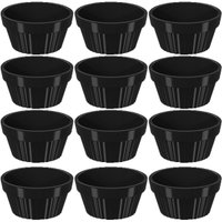 Kit 12 Ramekin 30ml Molho Maionese Shoyu Restaurante Preto Ramequim Oriental Uno Coza Canelado