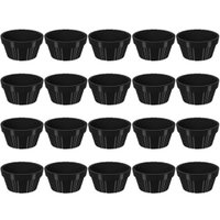 Kit 20 Ramekin 30ml Molho Maionese Shoyu Restaurante Preto Ramequim Oriental Uno Coza Canelado