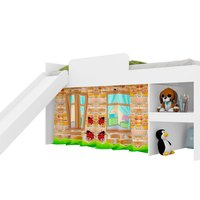 Cama Infantil com Escorregador e Cortina 90 Playground Branco - Art In Móveis