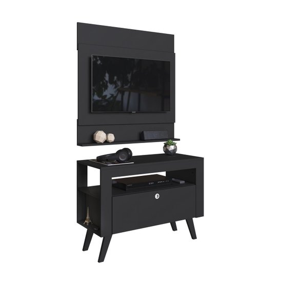 Home com bancada e Painel Para TV até 36 Canadá Preto - Art In Moveis