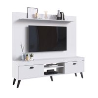 Conjunto Home Theater Rack e Painel Setubal Branco- Art In Moveis