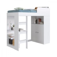 Cama Alta Multifuncional Infantil/Juvenil com Armário e Escrivaninha San Francisco Art in Móveis - Branco