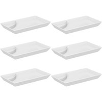 Kit 6 Pratos para Sushi Comida Japonesa com Porta Shoyu Comida Oriental Branco Uno Coza