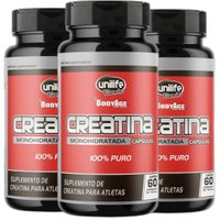 Creatina Monoidratada 100% Pura 60 Cáps de 720mg Kit com 3