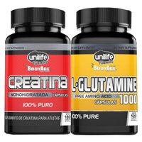 Creatina Monoidratada 180 Cáps + L-Glutamina 120 Cáps
