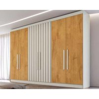 Guarda Roupa Casal Potente c/6 Gavetas e 6 Portas c/ 2 Ripadas Off White/Peroba - Europa