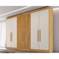 Guarda Roupa Casal Potente c/6 Gavetas e 6 Portas c/ 2 Ripadas Peroba/Off White - Europa