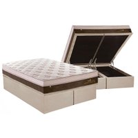 Cama Box Baú Queen: Colchão Molas Ensacadas Plumatex MasterPocket Personalle + Base CRC Suede Clean(158x198)