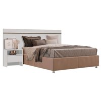 Cabeceira Cama Box Madeirado Casal Prime c/ 1 Mesa Branco - Novo Horizonte
