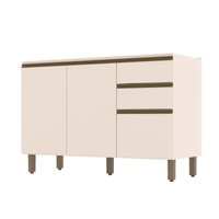 Balcão de Cozinha Connect p/ Pia c/2 Gavetas e 3 Portas 120x51x82cm Off White - Henn
