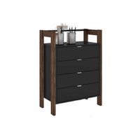 Gaveteiro p/ Escritório AZ1012 c/ 4 Gavetas Preto/Nogal - Tecno Mobili
