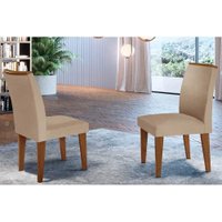 Cadeira Sala de Jantar Lunara Kit 2 Un Imbuia/Linho Bouclê Creme - Rufato