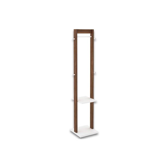 Cabideiro de Quarto Mancebo Chão AZ1019 Branco/Nogal - Tecno Mobili