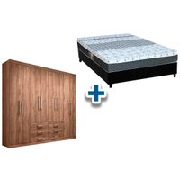 Cama Box Casal + Colchão Class Castor + Guarda Roupa Master 8.6 Atacama
