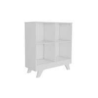 Estante de Livros Retrô 2869 c/4 Nichos Branco Brilho - Peroba