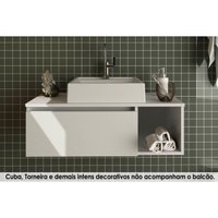 Balcão p/ Banheiro Suspenso BN3601 1 Porta cor Branco - Tecno Mobili