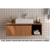 Balcão p/ Banheiro Suspenso BN3601 1 Porta cor Amêndoa - Tecno Mobili