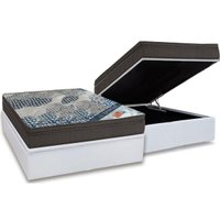 Cama Box Baú Casal: Colchão Molas Ensacadas Ortobom SuperPocket Fort Tech ISO + Base CRC Courano White(138x188)