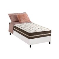 Cama Box Solteiro: Colchão Molas Anjos Superlastic Classic + Base CRC Courano White(88x188)